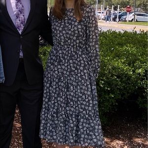 "Julia" Midi Dress, Black Floral - Medium Carly Jean Los Angeles